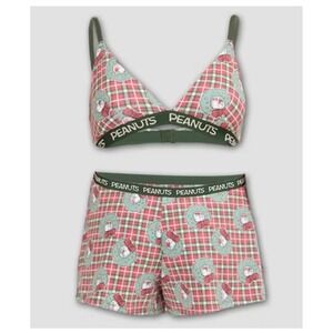Christmas Lounge Set-Peanuts Holiday Bra & Boxer Shorts- Women's Sz M- NWT